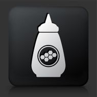 Black Square Button with Honey Bottle Icon N2