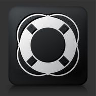 Black Square Button with Life Saver Icon N2