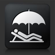 Black Square Button with Relaxing Stick Figure