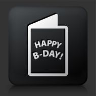 Black Square Button with Birthday Card Icon