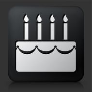 Black Square Button with Birthday Cake Icon N2