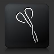 Black Square Button with Tweezers Icon