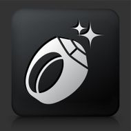 Black Square Button with Flying Football