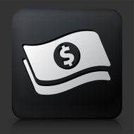 Black Square Button with Dollar Bills Icon