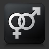 Black Square Button with Couple