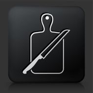 Black Square Button with Cutting Board Knife Icon