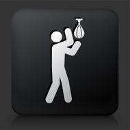 Black Square Button with Boxing Stick Figure