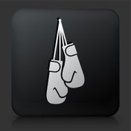 Black Square Button with Boxing Gloves Icon