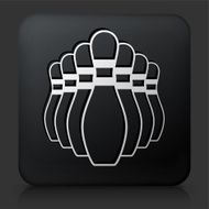 Black Square Button with Bowling Pin Icon