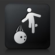 Black Square Button with Bowling Hurl Icon