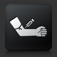 Black Square Button with Blood Donation Icon