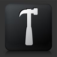 Black Square Button with Blacksmith Hammer Icon