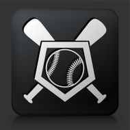 Black Square Button with Baseball Crest