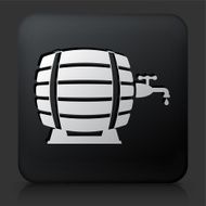 Black Square Button with Wooden Beer Barrel
