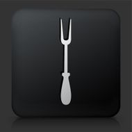Black Square Button with Barbecue Fork