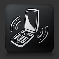 Black Square Button with Ringing Phone Icon