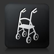 Black Square Button with Walker Icon