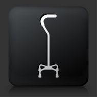 Black Square Button with Walking Stick Icon