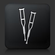 Black Square Button with Crutches Icon