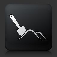 Black Square Button with Shovel &amp; Sand Icon