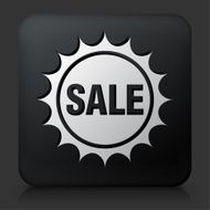 Black Square Button with Sale Emblem Icon