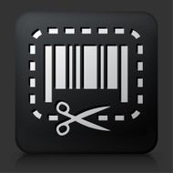 Black Square Button with Coupon Cutout Icon