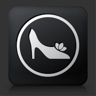 Black Square Button with Heel Shoes Icon