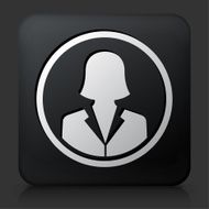 Black Square Button with Businesswoman Icon