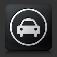 Black Square Button with Taxi Sign Icon