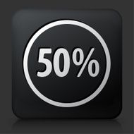 Black Square Button with 50 Precent Sign