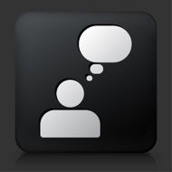Black Square Button with Thinking Head Icon