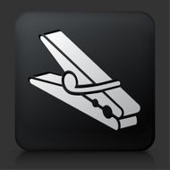 Black Square Button with Clothes Clip Icon