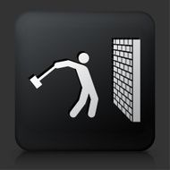 Black Square Button with Breaking the Wall Icon