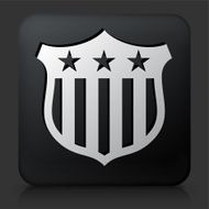 Black Square Button with Political Shield Icon
