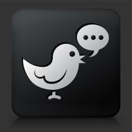 Black Square Button with Communication Bird Icon