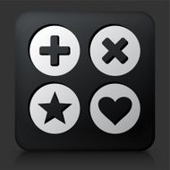 Black Square Button with Add Delete Favorite &amp; Bookmark Set