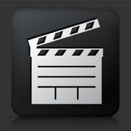 Black Square Button with Film Clapper Board Icon