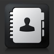Black Square Button with Contact Book Icon N2