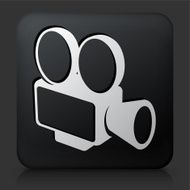 Black Square Button with Film Camera Icon N3