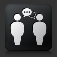 Black Square Button with Communicating People Icon