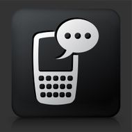 Black Square Button with Phone Communication Icon