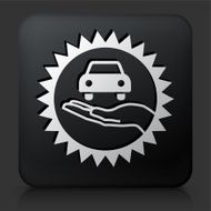 Black Square Button with Car Emblem Icon