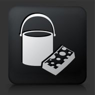 Black Square Button with Bucket &amp; Sponge