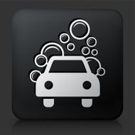 Black Square Button with Car Wash Icon