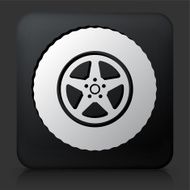 Black Square Button with Tire Icon