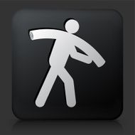 Black Square Button with Carrying Rug Icon