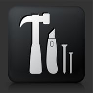 Black Square Button with Construction Tools Icon