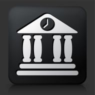 Black Square Button with Building &amp; Clock Icon