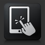 Black Square Button with Touchscreen Tablet Icon