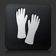 Black Square Button with Cleaning Gloves Icon